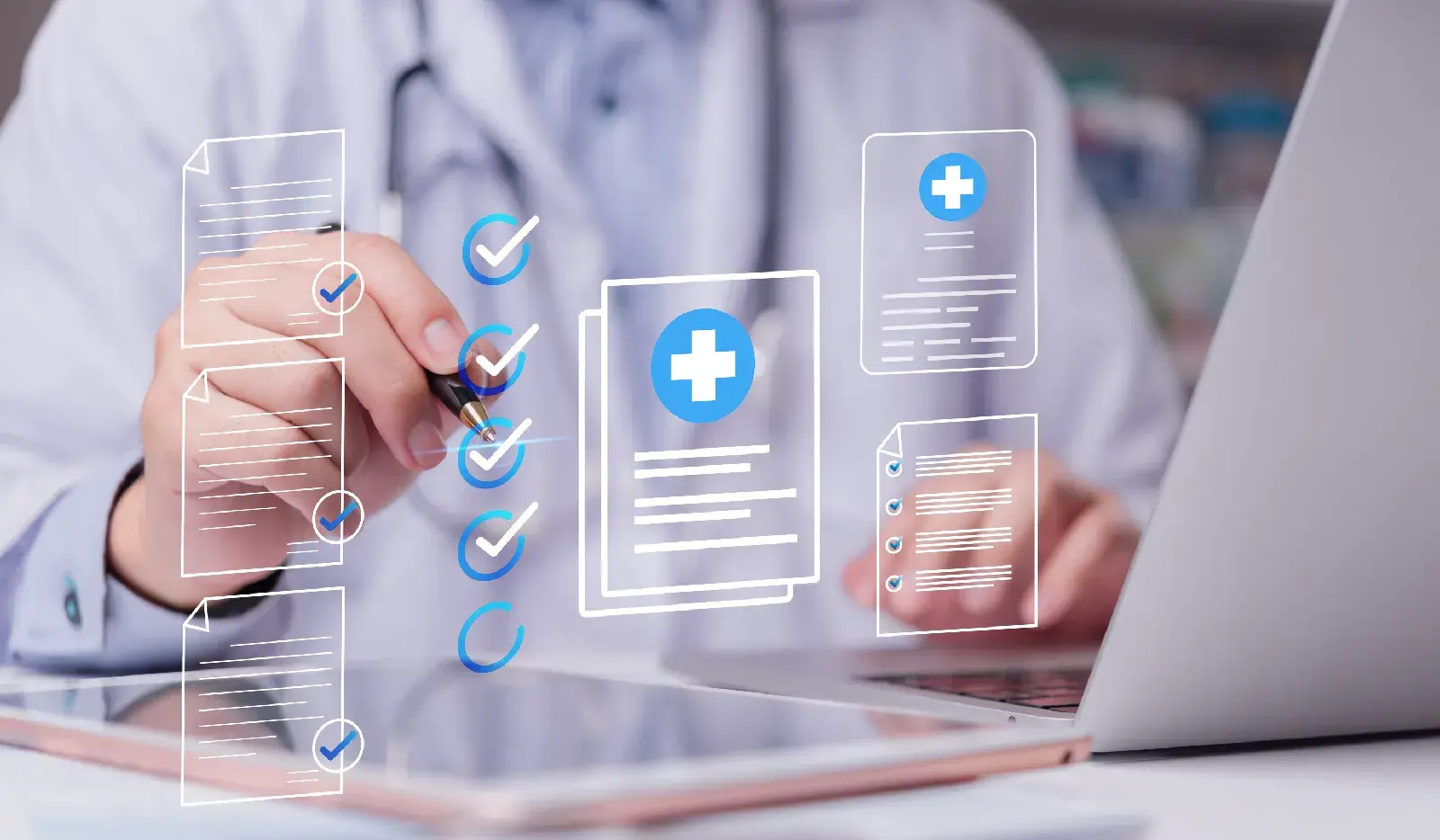 Doctor using EHR